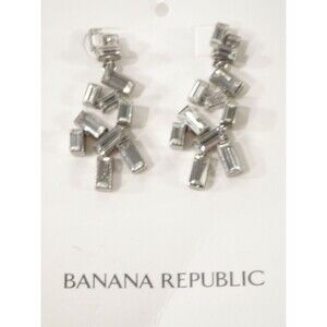 Banana Republic Women's Silver Baguette Ice Crystal Drop Earring NWT 45.00